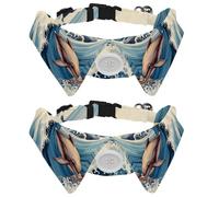 Paws Dog Cat Collar, 2 Pieces Dolphin Bow Tie Dog Collars with Plastic Buckle, Pet Bowtie for Girls Boys Small Medium Cat Puppy Kittern