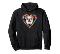 Paws Dye Heart English Bulldog Bulldogs Pullover Hoodie