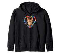 Paws Dye Heart Savannah Cat Zip Hoodie