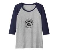 Paws & Effect Forever: Pet Love Paw Raglan Baseball Tee, Women, Navy/Athletic Heather, XXL