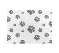 Paws Footprint Dog And Cat Animals Grey Adults 500 Pieces Puzzles-Jigsaw Wooden Puzzle for Adults Elderly