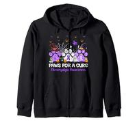 Paws For A Cure Fibromyalgia Awareness Halloween Zip Hoodie