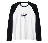 Paws for Effect: Playful Cat Lover Logo Raglan Baseball Tee, Men, Black/White, M