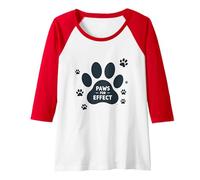 Paws for Effect: Playful Pet Lover Raglan Baseball Tee, Women, Red/White, XL