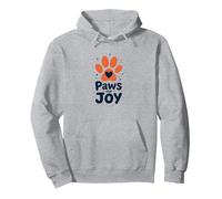 Paws for Joy Pet Lover Whimsical Graphic Pullover Hoodie, Adult Unisex, Heather Grey, L