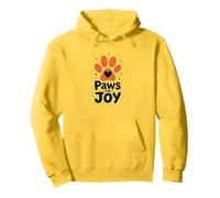 Paws for Joy Pet Lover Whimsical Graphic Pullover Hoodie, Adult Unisex, Lemon, L