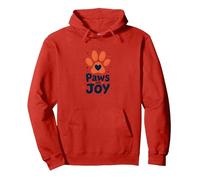 Paws for Joy Pet Lover Whimsical Graphic Pullover Hoodie, Adult Unisex, Red, S