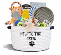 Paws For Reaction New Puppy Gift Basket - Premium Starter Kit and Dog Gift Basket with Dog Toys - Perfect Doggie Birthday Gifts and Puppy Necessities with Pet Toy Basket.