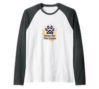 Paws for The Cause: Heartfelt Pet Charity Support Raglan Baseball Tee, Men, Dark Heather/White, XXL