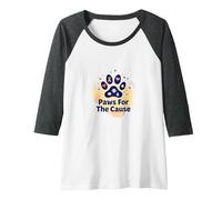 Paws for The Cause: Heartfelt Pet Charity Support Raglan Baseball Tee, Women, Dark Heather/White, M