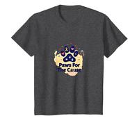 Paws for The Cause: Heartfelt Pet Charity Support T-Shirt, Kids, Dark Heather Grey, 3 Years