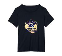 Paws for The Cause: Heartfelt Pet Charity Support T-Shirt, Women's Plus, Black, 4X