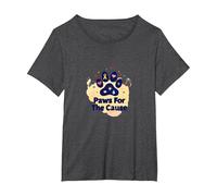 Paws for The Cause: Heartfelt Pet Charity Support T-Shirt, Women's Plus, Dark Heather Grey, 6X