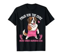 Paws for The Cure Saint Bernard Dog Breast Cancer Awareness T-Shirt