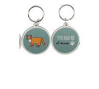 Paws for Thought Sentiment Wooden Cat Key Ring Keyring Key chain with Slogan (You had me at Meow)