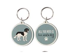Paws for Thought Sentiment Wooden Dog Key Ring Keyring Key chain with Slogan (All you need is love and a dog)