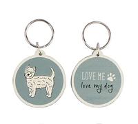 Paws for Thought Sentiment Wooden Dog Key Ring Keyring Key chain with Slogan (Love me Love My Dog)