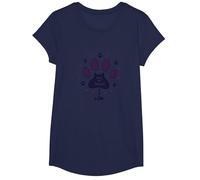 Paws for Thought: Whimsical Cat Lover T-Shirt, Girls, Navy, Medium