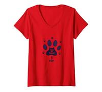 Paws for Thought: Whimsical Cat Lover V-Neck T-Shirt, Women, Red, XXL