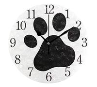 Paws Of Cat And Dog Round Wall Clock, Silent Non Ticking Oil Painting for Bedroom Living Room Office School Home Decor