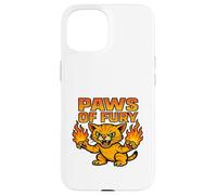 Paws of Fury Fire Cat Graphic Anime Style Case for iPhone 15