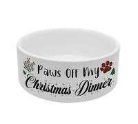 Paws Off My Christmas Dinner, Christmas pet gifts, Ceramic 18.5cm x 8cm Pet Bowl, Feeding/Water Dog Bowl.