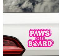 Paws On Board Pet Funny Car Sticker - Waterproof Decal - Long Lasting - Dog & Cat Gifts for Cars, Vans, Caravans, Motorhomes (Pink)