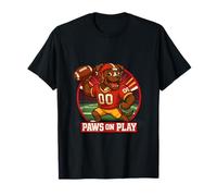 Paws On Play Funny Pitbull Dog Football Humor Game Day T-Shirt