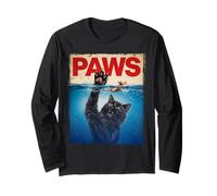 Paws Parody Black Cat Chasing a Cute Scared Mouse Top Kitten Long Sleeve T-Shirt