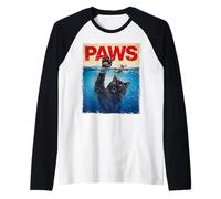 Paws Parody Black Cat Chasing a Cute Scared Mouse Top Kitten Raglan Baseball Tee