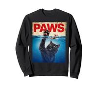 Paws Parody Black Cat Chasing a Cute Scared Mouse Top Kitten Sweatshirt