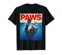 Paws Parody Black Cat Chasing a Cute Scared Mouse Top Kitten T-Shirt