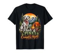 Paws Pines Campfire Nights Dalmatian Camping T-Shirt