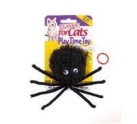 Paws Product Classic Cat Kitten Black Furry Spider with Catnip Toy on Elastic String