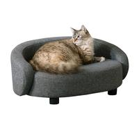 Paws & Purrs Arc Crescent Back Sofa Style Pet Bed, Dog & Cat Modern Couch with Tufted Cushion & Armrest, Stylish Indoor Pet Furniture, Dark Gray