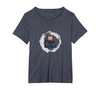 Paws & Reflect: Mindful Cat Lover's Inspirational Quote T-Shirt, Women's Plus, Heather Blue, 1X