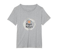 Paws & Reflect: Mindful Cat Lover's Inspirational Quote T-Shirt, Women's Plus, Heather Grey, 3X
