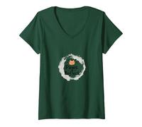 Paws & Reflect: Mindful Cat Lover's Inspirational Quote V-Neck T-Shirt, Women, Forest Green, XL