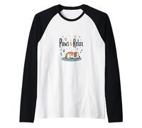 Paws & Relax: Cute Sleeping Dog Design for Pet Lovers Raglan Baseball Tee, Men, Black/White, M