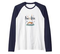 Paws & Relax: Cute Sleeping Dog Design for Pet Lovers Raglan Baseball Tee, Men, Navy/White, XXL