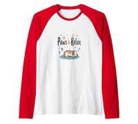 Paws & Relax: Cute Sleeping Dog Design for Pet Lovers Raglan Baseball Tee, Men, Red/White, M