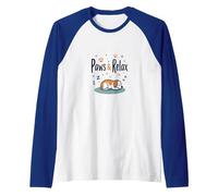 Paws & Relax: Cute Sleeping Dog Design for Pet Lovers Raglan Baseball Tee, Men, Royal Blue/White, M