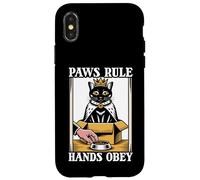 Paws Rule Hands Obey Cat In Box Food Bowl Funny Cat Case for iPhone X/XS
