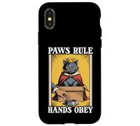 Paws Rule Hands Obey Cat In Box Food Bowl Funny Cat Case for iPhone X/XS