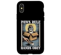 Paws Rule Hands Obey Cat In Box Food Bowl Funny Cat Case for iPhone X/XS