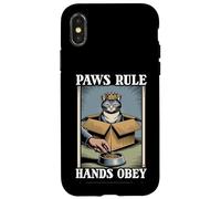 Paws Rule Hands Obey Cat In Box Food Bowl Funny Cat Case for iPhone X/XS