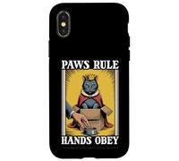 Paws Rule Hands Obey Cat In Box Food Bowl Funny Cat Case for iPhone X/XS