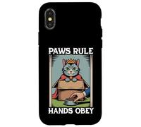 Paws Rule Hands Obey Cat In Box Food Bowl Funny Cat Case for iPhone X/XS