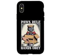 Paws Rule Hands Obey Cat In Box Food Bowl Funny Cat Case for iPhone X/XS