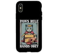 Paws Rule Hands Obey Cat In Box Food Bowl Funny Cat Case for iPhone X/XS